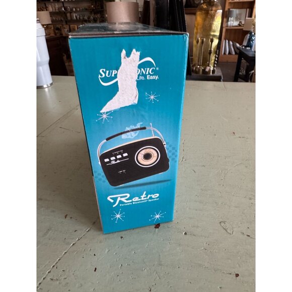 NWB Supersonic Retro Portable Bluetooth Speaker SC-1201BT With AM/FM Radio & USB - Picture 4 of 7